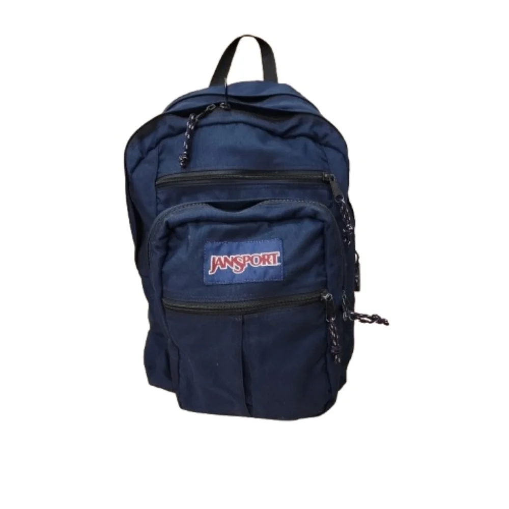90s Vintage Jansport Navy Blue Classic Backpack | Made in USA | Triple Zip